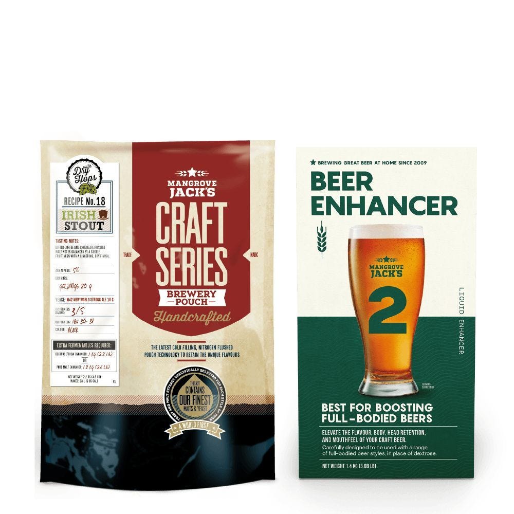 Mladinový koncentrát Mangrove Jack's CS Irish Stout 2,2 kg + Enhancer 2