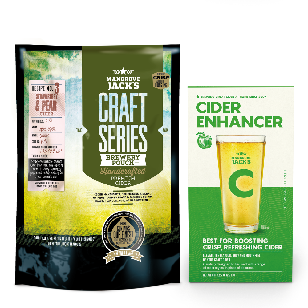 Cider Mangrove Jack´s Strawberry  & Pear 2,4kg +  Cider Enhancer zdarma